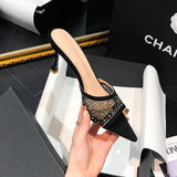 Pointed High With A Word Slippers Women's Net Yarn Water Toe Fish Mouth Fashion Cold