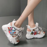 Lady Platform Chunky Sandals Mixed Color shoes lace Buckle Punk Sandals Women Open Toe Beach Casual Shoes