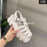 Breakj Roman Women's Sandals Women's 2023 New Summer Breathable Bag Head Height Anti-Slip Coarse Heel Hollow Women's
