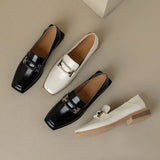 Women Flats Shoes For Real Leather 2023 Spring Thick Heels Shoes Woman Casual Loafers Office Lady Footwear Size
