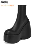 Wedges Women Ankle Boots 2023 Autumn Winter Gothic Street Comfy Fashion Cool Woman Shoes Motorcycle Boots Big Size