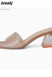 Size 34-40 Summer 2023 Sandals Women High Heels Shoes For Women Mules Elegant Chunky Heel Slippers Home Casual