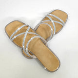 New 2023 Summer Dropship In Stock Women Slipper Sandals Sparkle Crystals Shoes Leisure Flat Comfy Beach Vacation