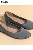 Women's flat Shoes Zapatos De Mujer Autumn Round flat Shoes Loafers Ballerine Femme Knitting Weave Casual Black Ladies