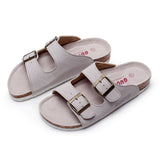 Men's Faux Suede Leather Mule Clogs Slippers Soft Cork Two Buckle Slides Footwear For Men Women Unisex