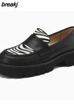 Size 34-40 Women Loafers Real Leather Fashion Platform High Heels Shoes For Woman Spring Casual Office Lady