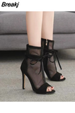 Peep Toe Stiletto High Heels Women's Sandals 2023 New Fashion Party Zipper ANKLE Boots Club Strippers