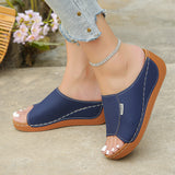 Breakj Thick-Bottomed Casual Slippers Women 2025 New Summer Word Solid Color Simple Fashion Fish Mouth