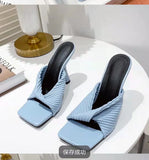 Open Toe Thin High Heel Slippers Women Candy Color Designer Ladies Shoes Sexy Formal Party Shoes Feminine Big