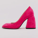 Size 34-45 Women Pumps Fashion Super High Heels Shoes For Women Chunky Heel Square Toe Real Leather Elegant