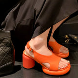 2022 Summer Peep Toe Round High Heel Women Sandals Sexy Buckle Strap Ankle-wrap Ladies Sandals Club Shoes Platform