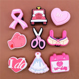 1pcs Pink Style Shoe Charms Dress Scissors Bra Car Glove Shoes Accessories Decoration Fit Croc Jibz Kids Gifts