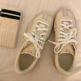 Breakj New Retro Wind Round Head Tie With Derain Shoes Women Casual Splicing Casual Aggan