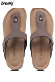 New Summer Women Beach Shoe Casual Cork PU Leather Slippers Men Outdoor Fashion Flip Flops