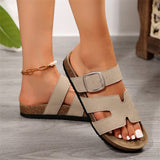 Breakj Summer New Large-Size Slippers Women With Thick-Bottomed Words Buckle Solid Color Casual Cold Slippers