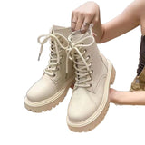 Breakj Autumn And Winter New Square With Round Head Martin Boots Women's British Style Fashion Thick Background With Large Size Women's