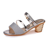 Breakj Summer New Korean Version Of Sandals Women Coarse Heel In The Toe And Wear Two Thick And Cool Drag Women