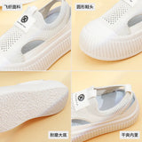 Breakj Summer New Korean Ins Breathable Small White Shoes Hollow Leisure Board Shoes Thick Platform Joker Pine Cake Women's Shoes XT