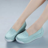 New Women's Genuine Leather Sneakers Platform Shoes Wedges White Lady Casual Shoes Swing mother Shoes Size