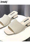 Women's Shoes Slippers Outdoor Summer New Fashion Knitted Stretch Open Toe Thick Sandals