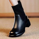 Breakj Rough And Short Boots Women's Large Size In The Autumn And Winter Of 2025, Martin Boots Paint Leather Socks Ladies Leather