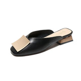 Women Mules Pumps Trend Square Buckle Wooden Block Elegant Office Party Ladies Casual Shoes Summer Women