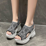 Breakj Weaving Thick-Soled Sandals Women's Spring And Summer Net Surface Breathable Fish Mouth And Heel Shoes Foot Movement Large-Size Casual Shoes