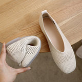Shoes 2021 Mesh Square Toe Flat Shoes Women Soft Bottom Hollow Out Shoes Women Breathable Casual Shoes Zapatos De
