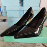 Photo Single Shoes Women 2023 Spring Autumn New Fashion High Heels Women's Lacquer Leather