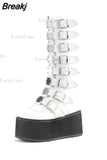 Design Gothic Style INS Hot Sale Great Quality Fashion Motorcycle Boots Big Size 34-50 Wedges Buckles Platform