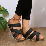 Breakj Casual Cool Drag Women's Shoes 2025 New Flat-Bottomed Thick-Bottomed Cross-Woven Solid