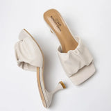 Women Slippers Pleated Summer Light Sexy Open Toe Solid Color Sandals Stiletto Heels Women Luxury Prom Woman Black