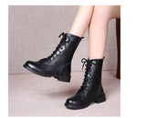 2022 Fashion New Arrival Combat Military Boots Women's Motorcycle Gothic Punk Combat Boots Lace-up Female Shoes Size