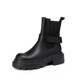 Genuine Leather Ankle Shoes Women Think Heel Short Boots Round Toe High Heel Ladies Boots 2021 Autumn Winter Khaki