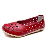 Flat Shoes Casual Shoes Leather Rubber Lofers Ladies Non-slip Cut Out Breathable Summer Women's Moccasins Plus