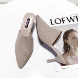 Breakj Spring And Summer New Sharp-Headed Slippers Women's High-Hees And Fashion Flying Woven Outside Wearing Cold