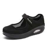 Breakj Large-Size Single-Shoe Women's New Air Cushion Low Help Magic Sticker Light Mouth Single-Shoe Color Mesh Women's Shoes
