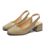 Pumps Elastic Heel PU Leather Upper Comfortable Round Head Slip-on Beige White 2021 Casual Cute Slippers Ladies
