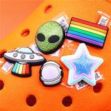 Space Alien Designer Shoe Charms 5pcs/lot Croc Buckle Accessories Luxury Rainbow Sun Clog Dog Jewelry Decorations