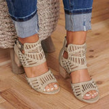 Hollow Out Sandals Mid Heel Summer Ladies Shoes Artificial Open Toe Casual Wedding Pumps Women Sandalias Casual