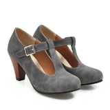 EDEELVEEYS Womens T-Strap Round Toe Mary Jane Pumps Vintage Heels Chunky Costume Dress Swing Shoes Black Gray Purple Plus