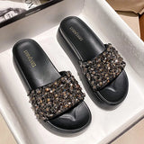 Shoes Thicken Soled Slippers Woman Paillette Sandals Platform Muffins Slides High Heels Sandales Femmes Luxury