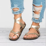 Women Fashion Gladiator Cork Sandals New Casual Beach Non-slip Buckle Strap Sandalias
