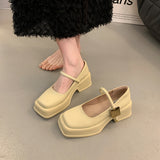 Chunky Heels Women 2024 Spring Summer New Fashion Casual Mary Jane Shoes Ladies Designer Leather Sandals