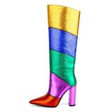 Heels Women's High Boots Novelty Fashion Pointed Toe High Heels Luxury Female Shoes Mixed Colors Slip-on Botas De