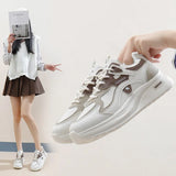 Breakj Korean Leather Face Dad Shoes Female Spring 2025 New Breathable Student Sneakers Heighten Casual Shoes