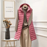 2020 Winter New Women Ultra Light White Duck Down Jacket Zipper Medium Long Vest Casual Outerwear 4XL Plus Size Down
