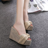 Breakj Summer New Slope And Roman Breeze Flower Sandals High Heel Daily Beach Cool Drag