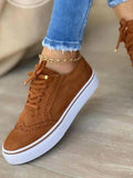 2022 Women Flats Women's Casual Lace Up Shoes Female Platform Suede Footwear Ladies Comforts Breathable Vulcanized Zapatos
