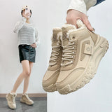Breakj Boots Female 2024 Winter New Thickened And Velvet Dad Shoes Casual Warm Versatile Hip Thick Bottom Cotton Shoes